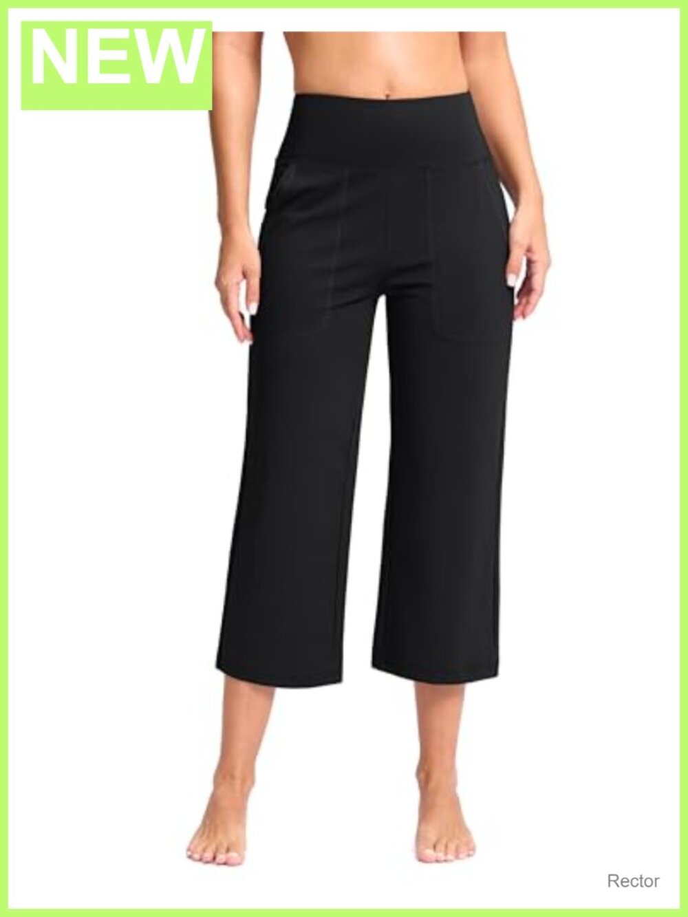 High Waist Wide Leg Capri Yoga Pants with Pockets Buttery Soft 4-Way Stretch